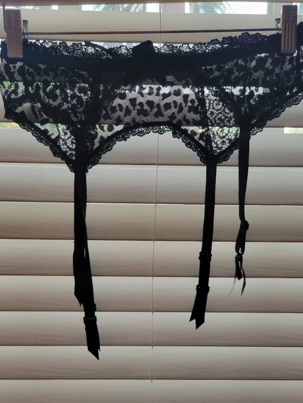 Hanky Panky After Midnight Black Sheer Lace Garter Belt Made in USA Whimsigoth S